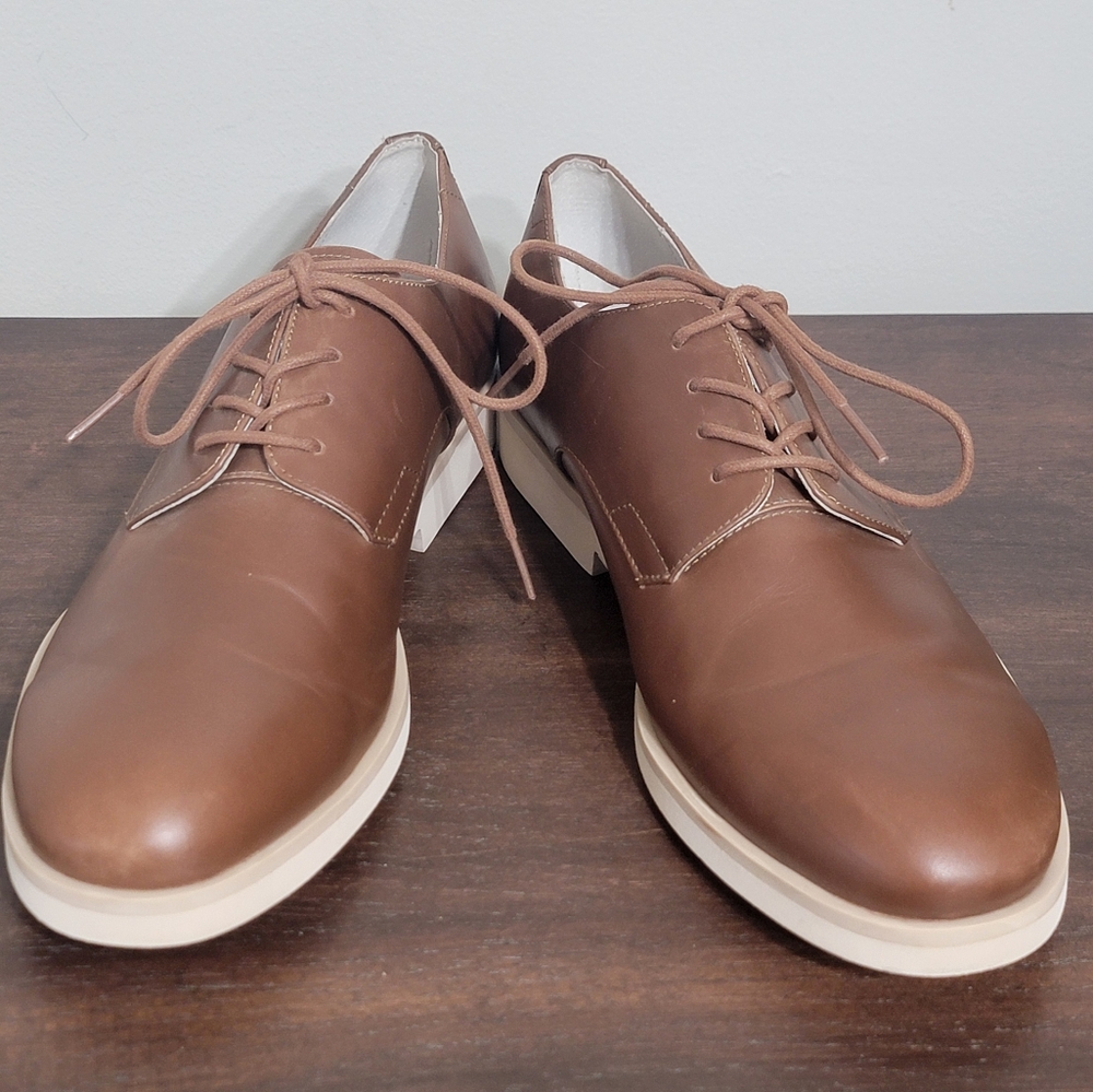 Calvin Klein NWOT  Men's Faustino Washed Leather Oxfords Men's Size 10.5 - Picture 5 of 13